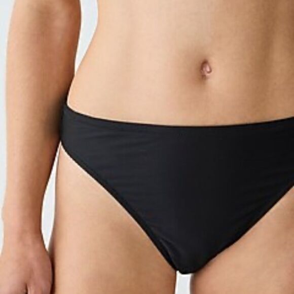 J Crew Ribbed High Rise Cheeky Bikini Bottom Black BE808 M - Picture 8 of 8